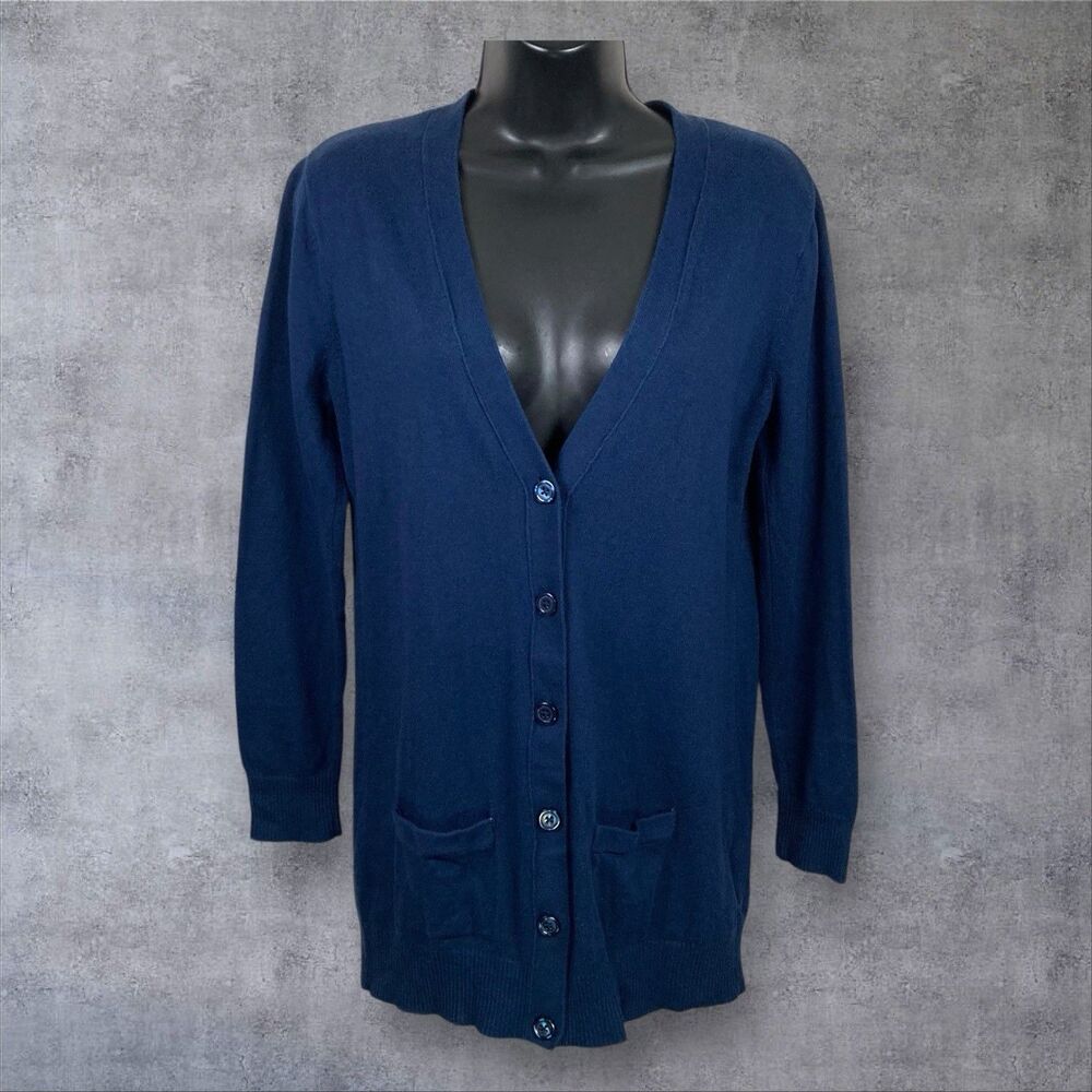 Banana Republic Cardigan Sweater Womens XS Blue Pockets Y2K V-Neck Button Front